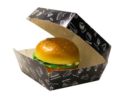 Hamburger box / krabička EKO na hamburger 120x120x100 mm s potiskem krt/500 ks
