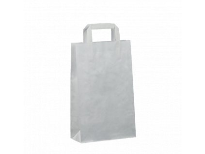 Papírová taška s plochým uchem 220+100x360 mm bílá 25 ks