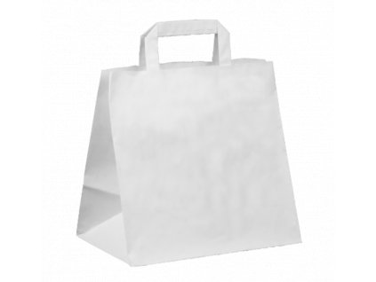 Papírová taška s plochým uchem 260+170x250 mm bílá 25 ks