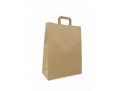 Papírová taška s plochým uchem 320+120x400 mm hnědá 25 ks