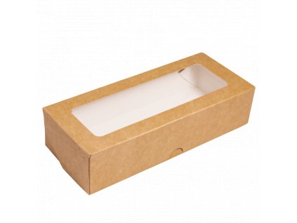 Papírový box EKO na jídlo 170x70x40 mm hnědý s okénkem 500 ml bal/50 ks