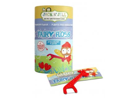 Zubní nit pro děti Fairy Floss s jemnou jahodovou příchutí 30 ks