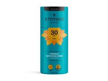 Dětská 100 % minerální ochranná tyčinka na celé tělo ATTITUDE (SPF 30) bez vůně 85 g  + Dárek