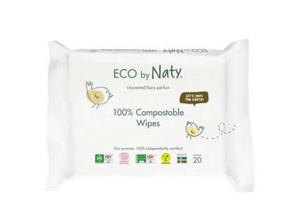Vlhčené ubrousky ECO by Naty bez vůně - pro citlivou pokožku (20 ks) - cestovní balení