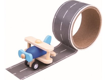 Bigjigs Toys Lepící páska runway s letadlem