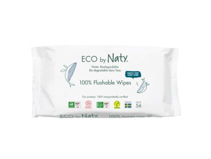 Vlhčené ubrousky ECO by Naty bez vůně - splachovatelné (56 ks)