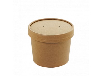Papírová miska EKO na polévku 230 ml kraft s papírovým víčkem bal/25 ks