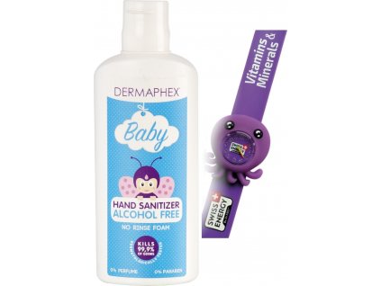 Dermaphex BABY dezinfekce na ruce bezalkoholová pěnová 150 ml + dětské hodinky jako dárek