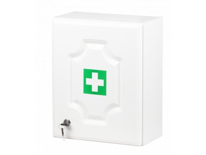Nástěnná lékárnička dřevěná pro 10 osob LUX - bílá