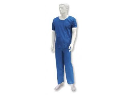 Operační oděv modrý (košile + kalhoty), nesterilní, netkaný, jednorázový (S-3XL)