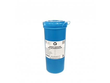 Niebieski pojemnik na odpady medyczne pojemnosc 2,0l