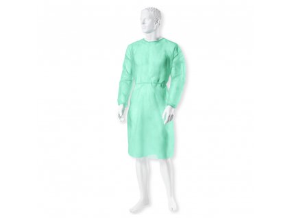 Zdravotnický plášť s elastickými manžetami, 25g, zelená, 10ks