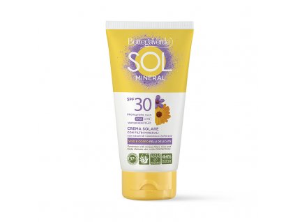 Bottega Verde SOL Voděodolný opalovací krém na obličej a tělo s minerálními filtry SPF30, 120ml  + Dárek