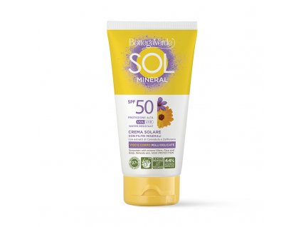 Bottega Verde SOL Voděodolný opalovací krém na obličej a tělo s minerálními filtry SPF50, 120ml  + Dárek