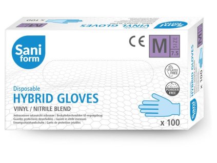 sani form rukavice hybridni jednorazove velikost m modre 100 ks