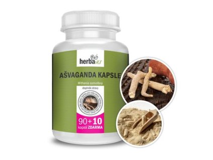 Herbavis Ašvaganda kapsle-Indický žen-šen, 90+10 kapslí zdarma