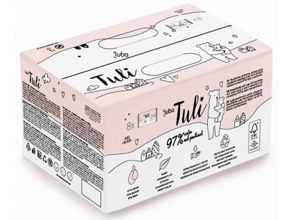 LUBA Tuli BIG PACK dětské vlhčené ubrousky s 97 % vody a panthenolem, 8x60 ks