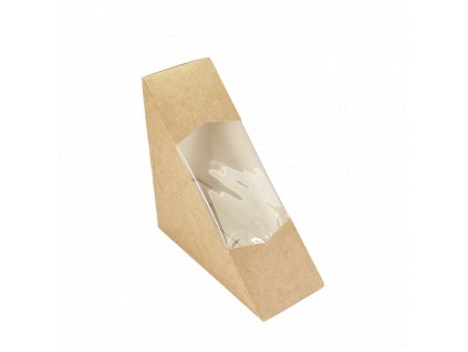 Papírový box EKO na sendvič 127х127х55 mm hnědý s okénkem bal/50 ks