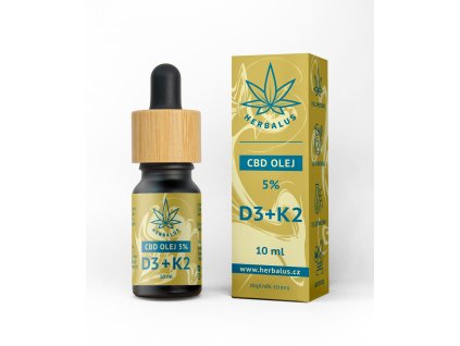 Herbalus CBD Olej 5% s vitamíny D3+K2, 10ml