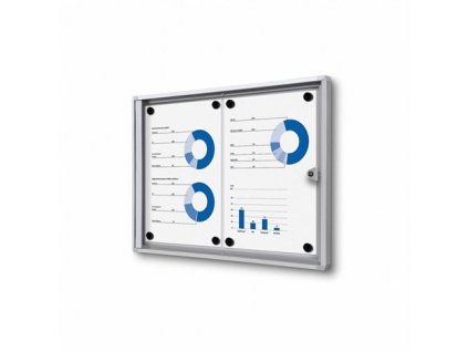 Vnitřní uzamykatelná vitrína stříbrná - vnitřní hloubka 12mm, 2 x A4