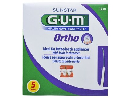 GUM Ortho Floss zubní nit pro čištění rovnátek, 5 ks
