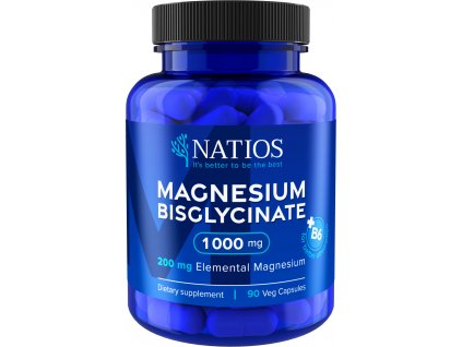 NATIOS Magnesium Bisglycinate 1000 mg + B6, 90 veg. kapslí, (elem. hořčík 200 mg)