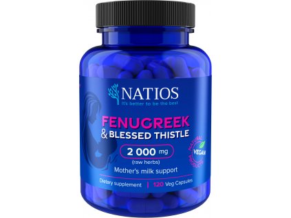 NATIOS Fenugreek & Blessed Thistle, Pískavice & Benedikt, 2000 mg, 120 veg. kapslí