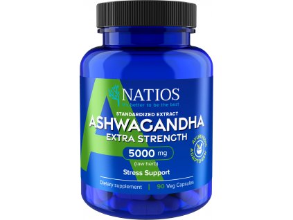 NATIOS Ashwagandha Extract, 5000 mg, Extra Strength, 90 veganských kapslí