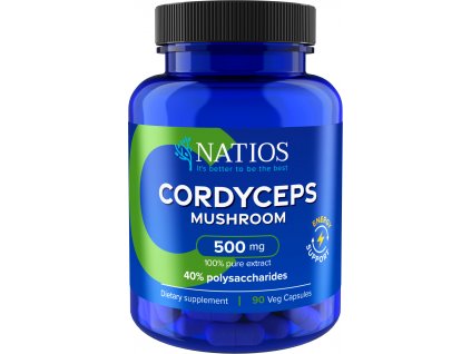 NATIOS Cordyceps Extract 500 mg (40% polysacharides), 90 veganských kapslí