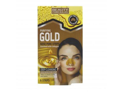Beauty Formulas Zlaté čistící pásky na nos, 6ks