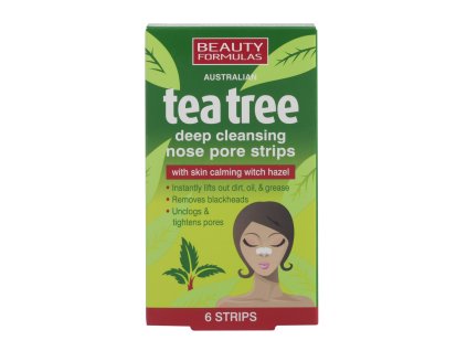 Beauty Formulas Tea Tree čistící pásky na nos, 6ks