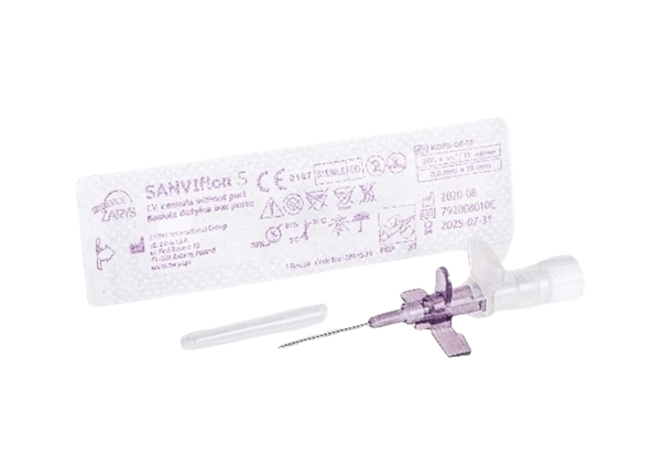 ZARYS International Group SANVIflon S I.V. kanyla bez portu, G 26 x 3/4, 0,6mmx19mm, 17 ml/min, sterilní, fialová, 100ks