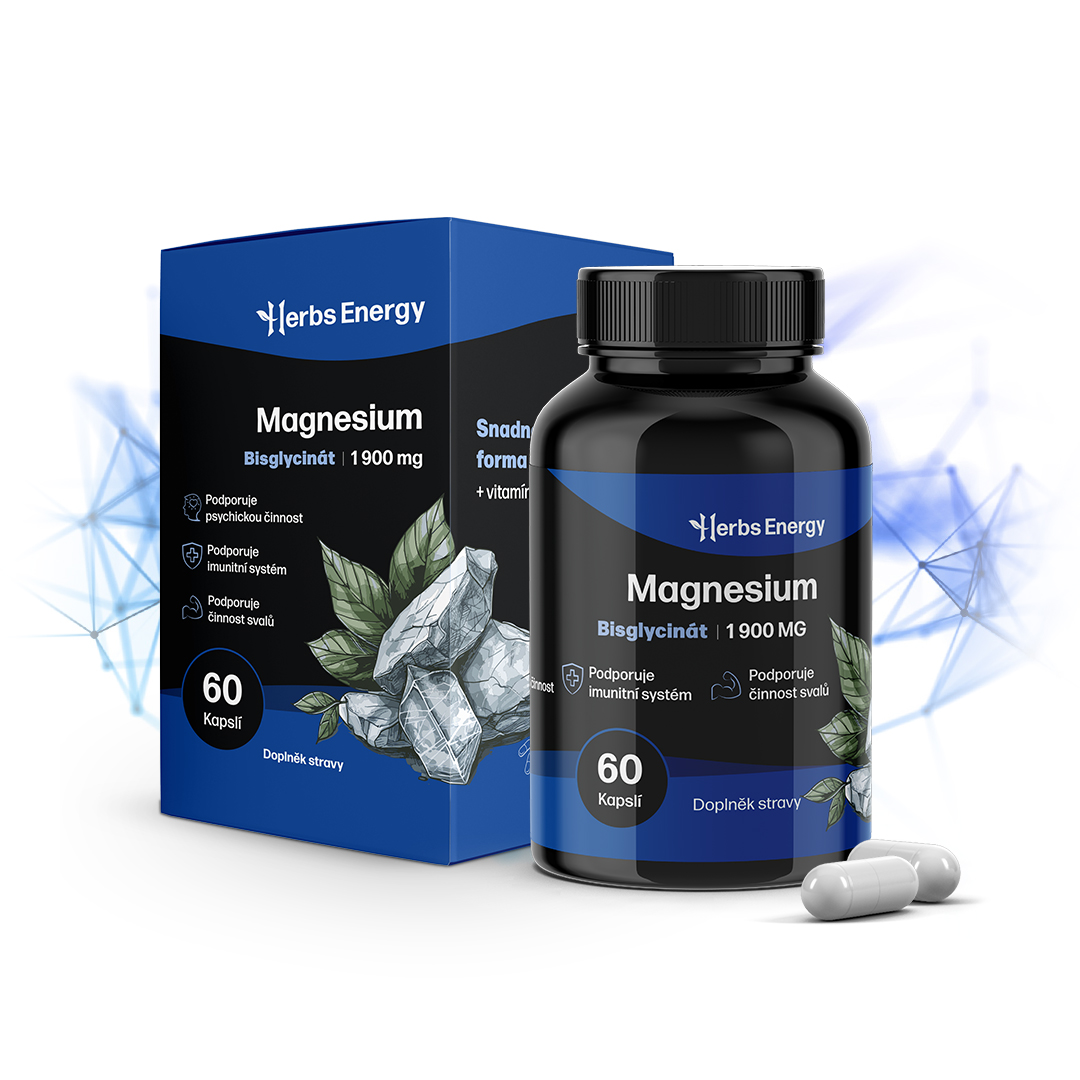Herbyway Herbs Energy Magnesium Bislycinát 1900 mg, 60 kapslí