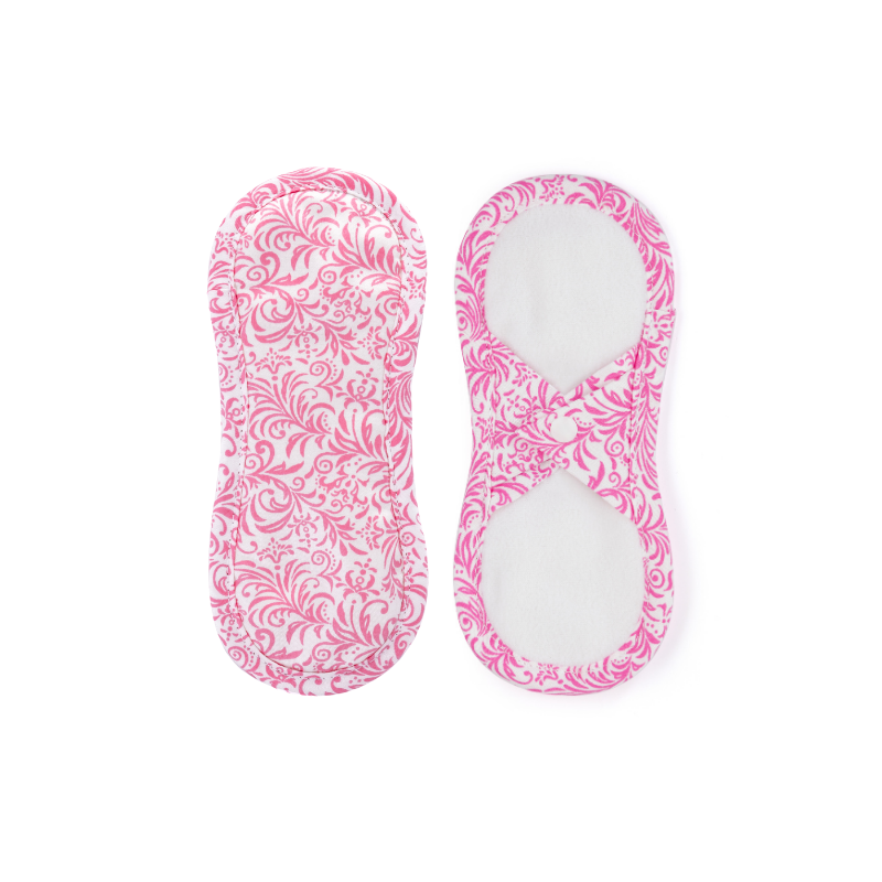 Bamboolik Látkové slipové vložky biobavlna - satén (patentek) Růžovobílé ornamenty