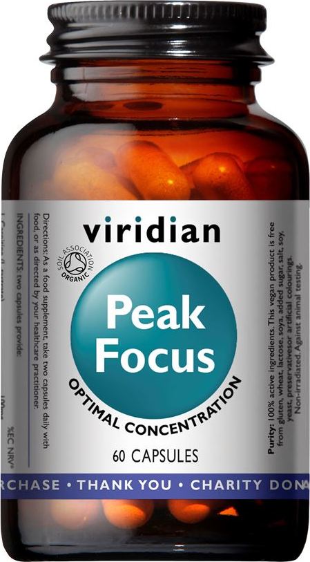 Viridian Nutrition Peak Focus 60 kapslí Organic (Normální kognitivní funkce)