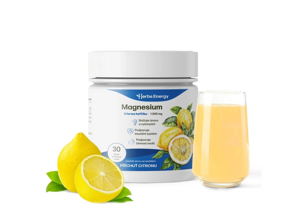Herbs Energy Magnesium 1200 mg - 3 formy hořčíku, Citron, 30 dávek