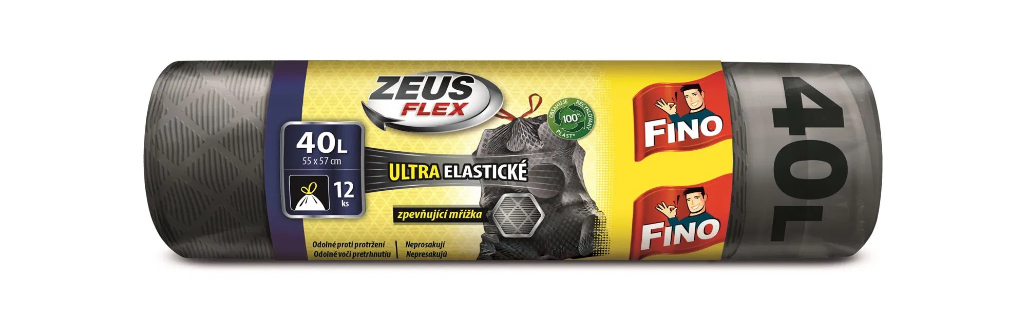 Pytle na odpadky FINO FLEX - zatahovací, 40 l, 32 mic, 12 ks