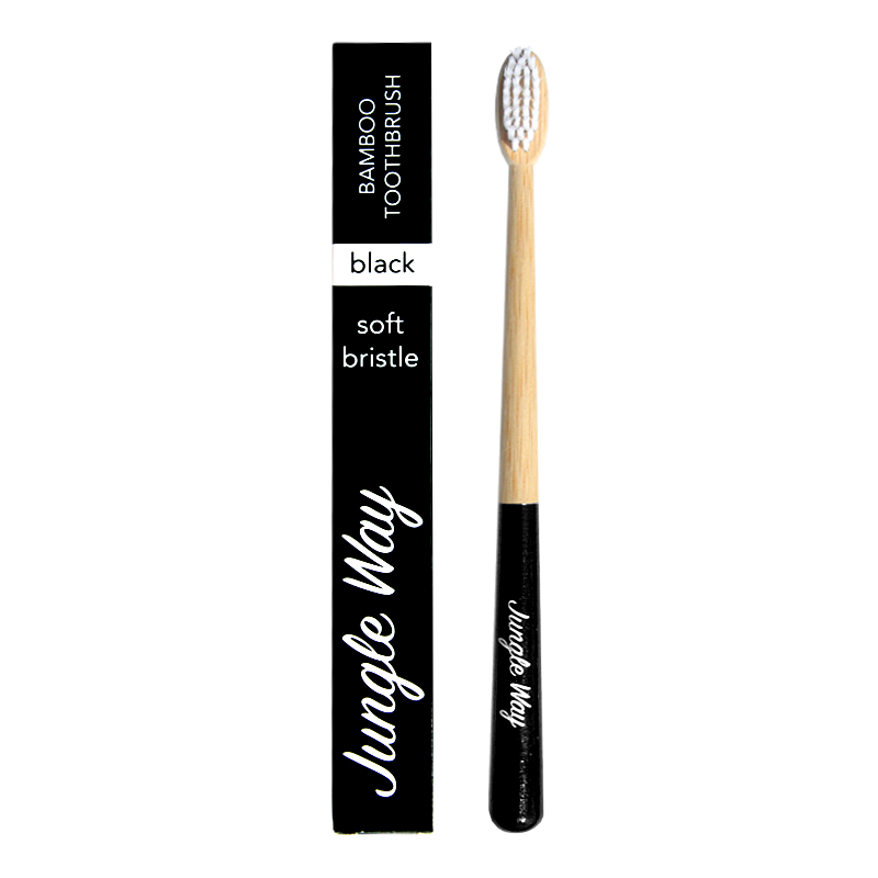 Jungle Way Černý zubní kartáček z bambusu