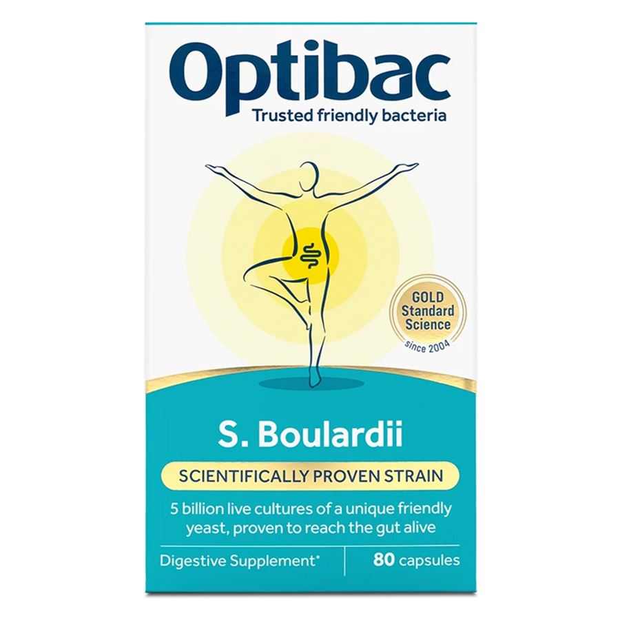 Optibac Saccharomyces Boulardii Probiotika při nadměrném vyprazdňování, 80 ks