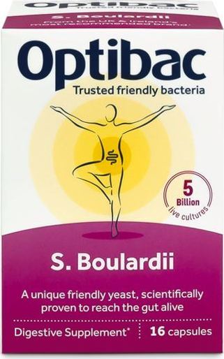 Optibac Saccharomyces Boulardii (Probiotika při průjmu) 16 kapslí
