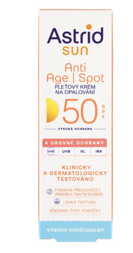ASTRID SUN Pleťový krém na opalování Anti age I spot SPF 50, 50 ml