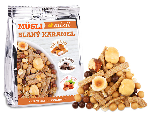 Pečený Mixit do kapsy- Slaný karamel + Lískové ořechy, 60g
