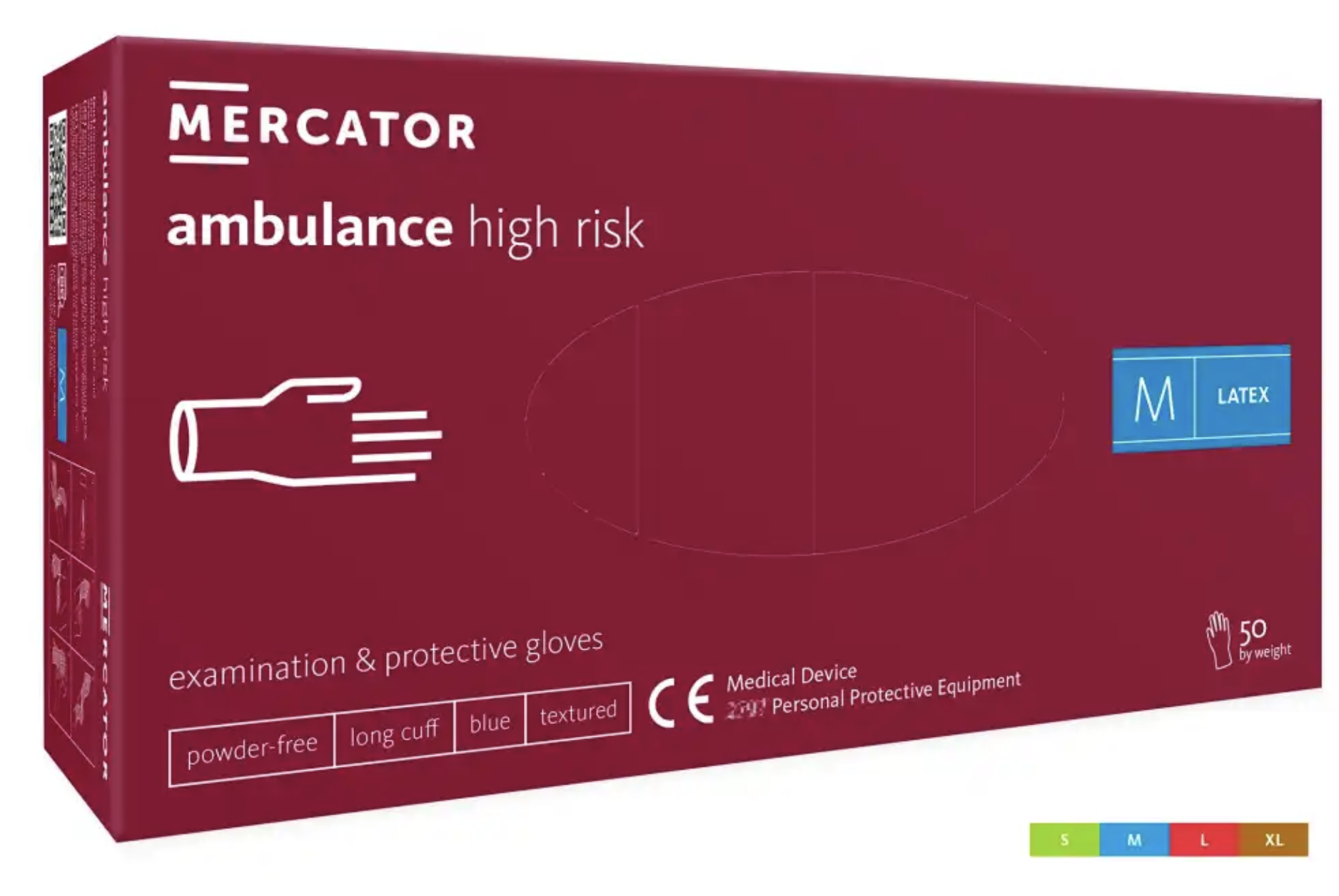 Mercator Medical Latexové rukavice Mercator Ambulance High risk, nepudr., modré, 50 ks Velikost: XL
