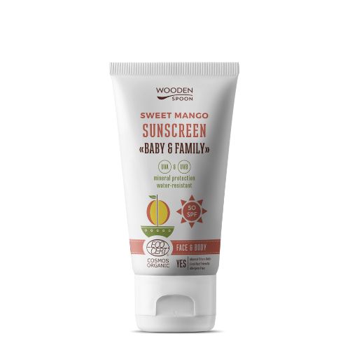 WoodenSpoon Opalovací tělové mléko Mango Baby & Family SPF50 Wooden Spoon 150ml