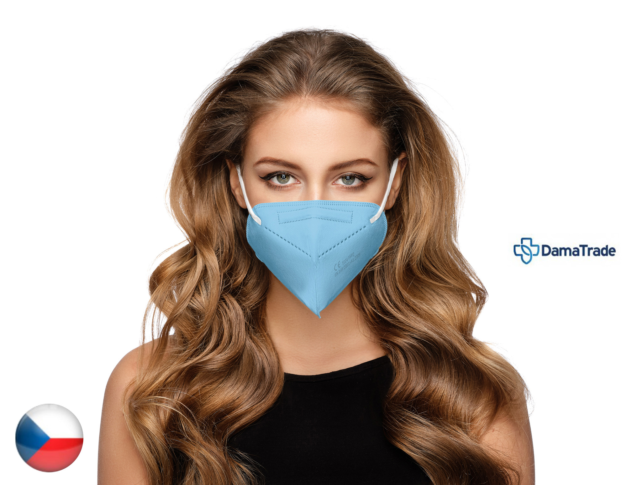 DAMA TRADE s.r.o. 10x Český respirátor FFP2 - světle modrý (14,90 Kč/ks bez DPH)