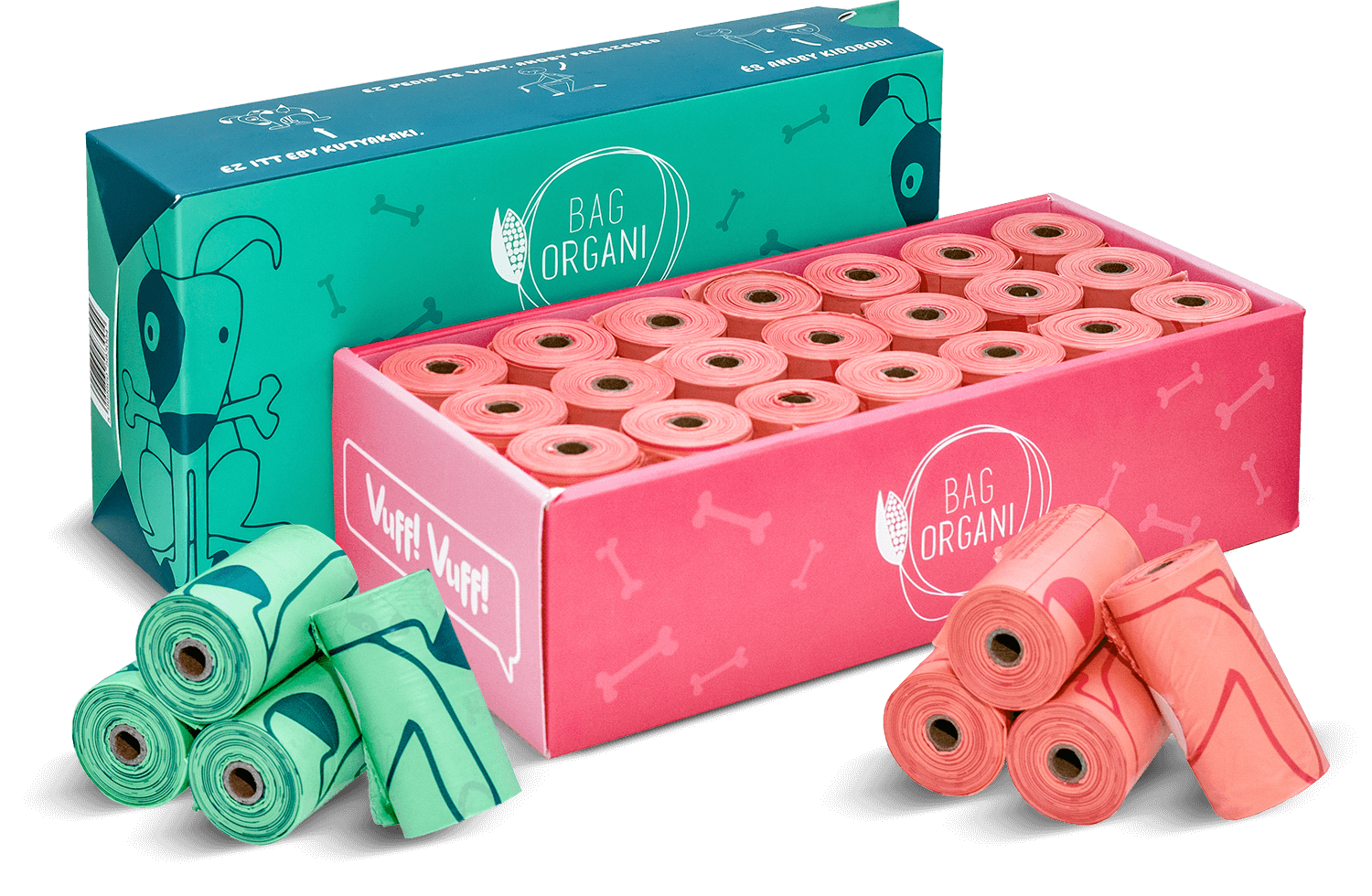 Bag Organi Kompostovatelné sáčky na kakačky (21 ruliček) 315ks Barva: Zelená