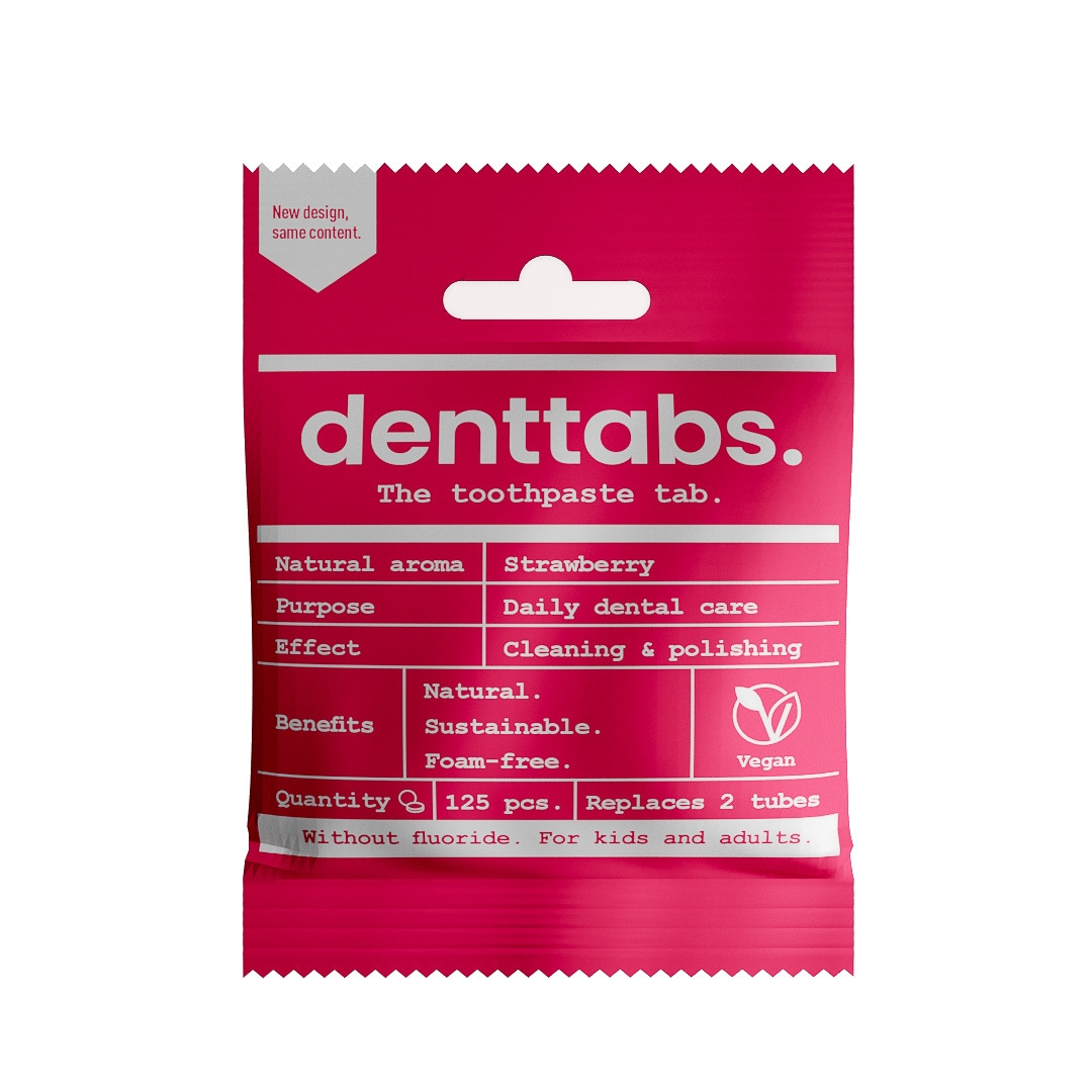 DENTTABS přírodní dětská zubní pasta v tabletách bez fluoridu jahoda 125 k