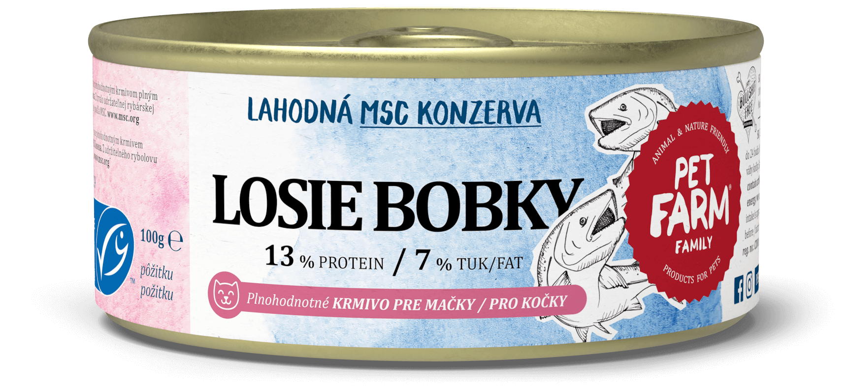 Pet Farm Family MSC Losie bobky konzerva pro kočky 100g