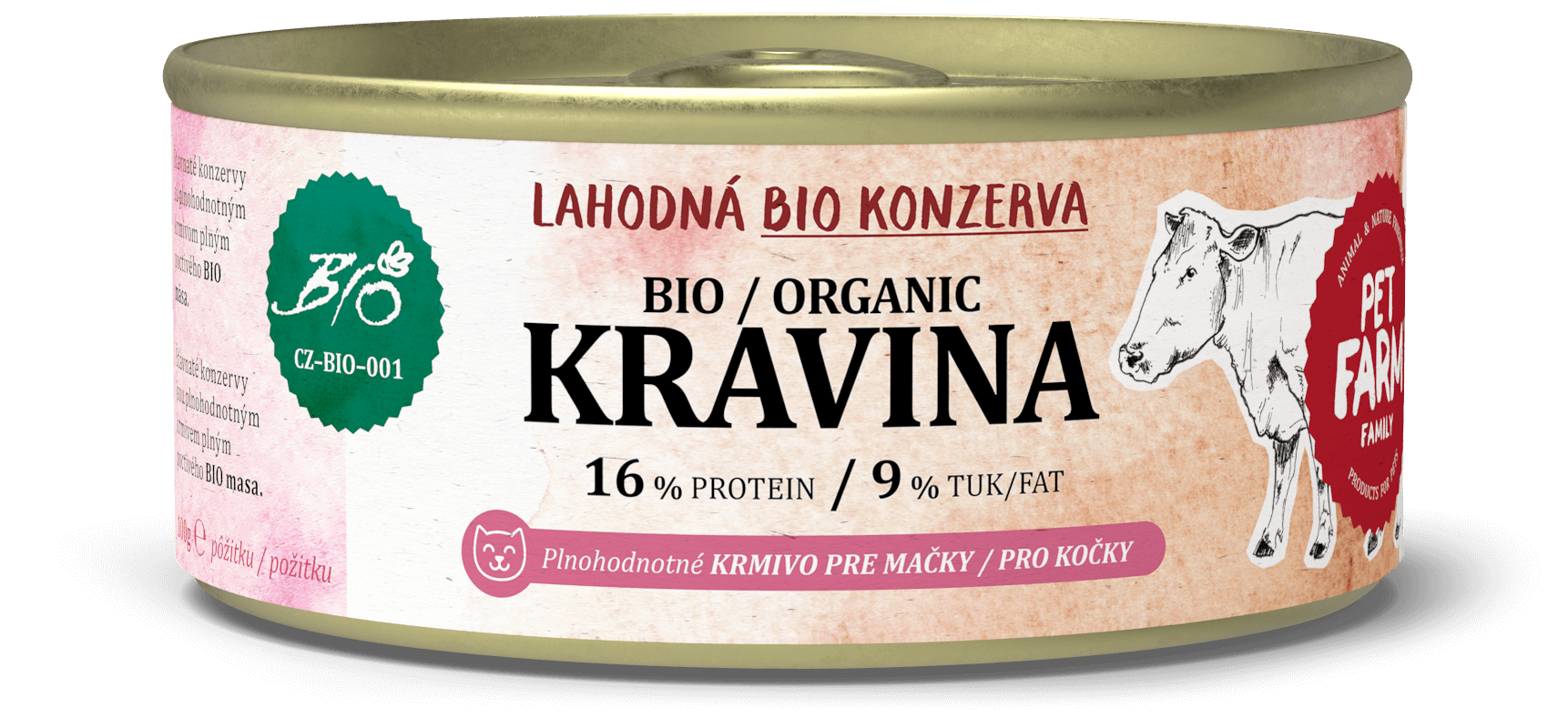Pet Farm Family BIO Kravina konzerva pro kočky 180 g