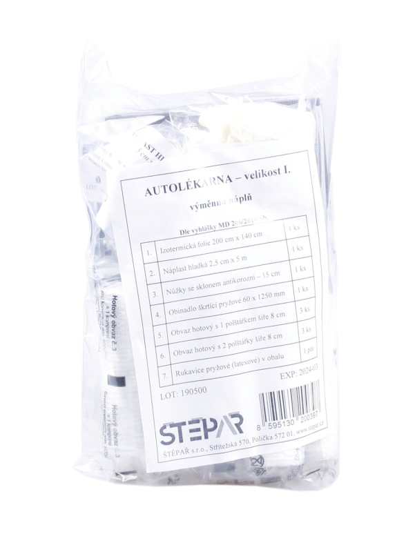 ŠTĚPAŘ Autolékárnička velikost I – výměnná náplň 153/2023 Sb.
